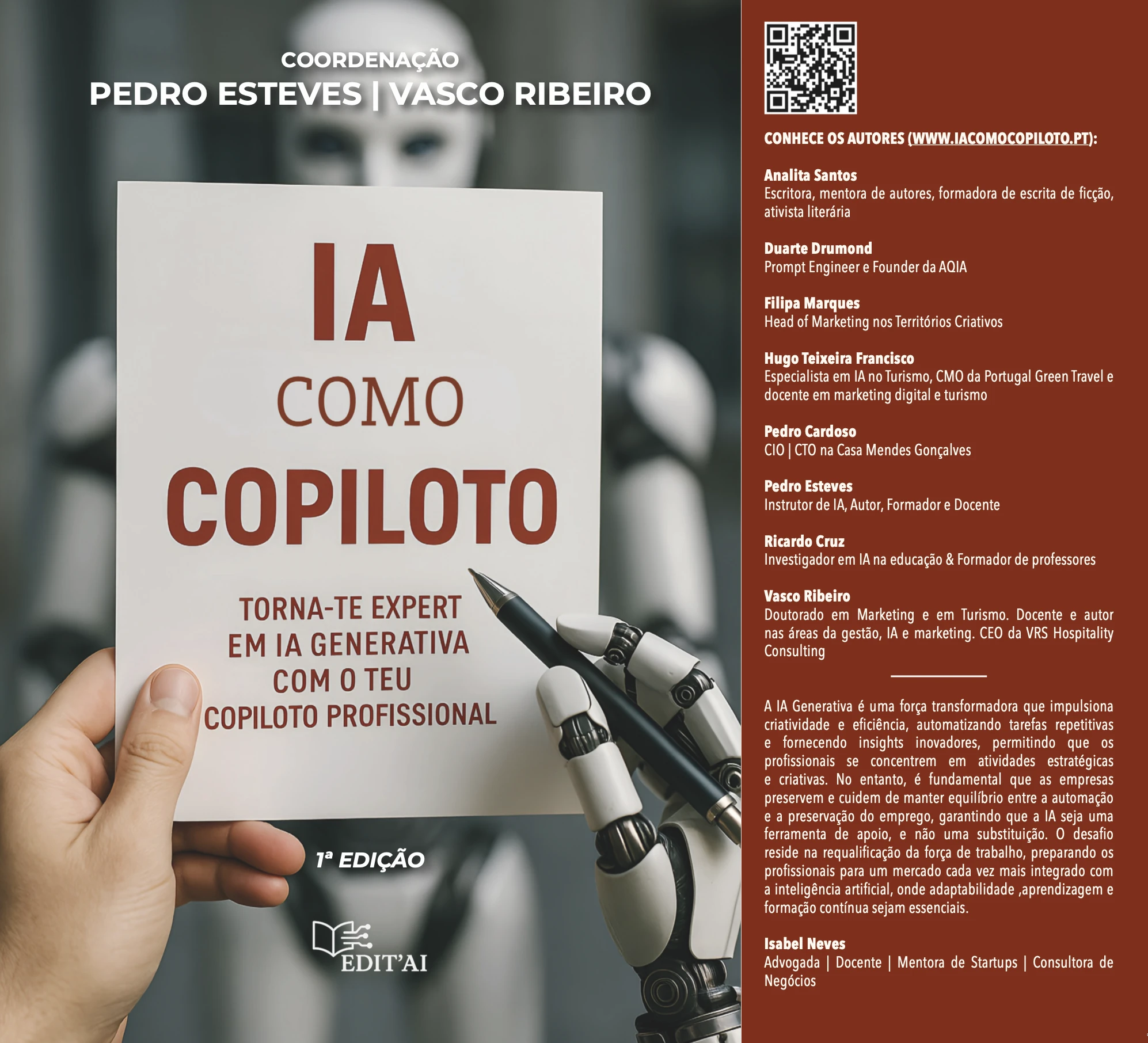 Capa do livro IA como Copiloto — exemplos reais de profissionais portugueses a usar ChatGPT, Copilot e Claude no marketing, ensino, escrita e turismo